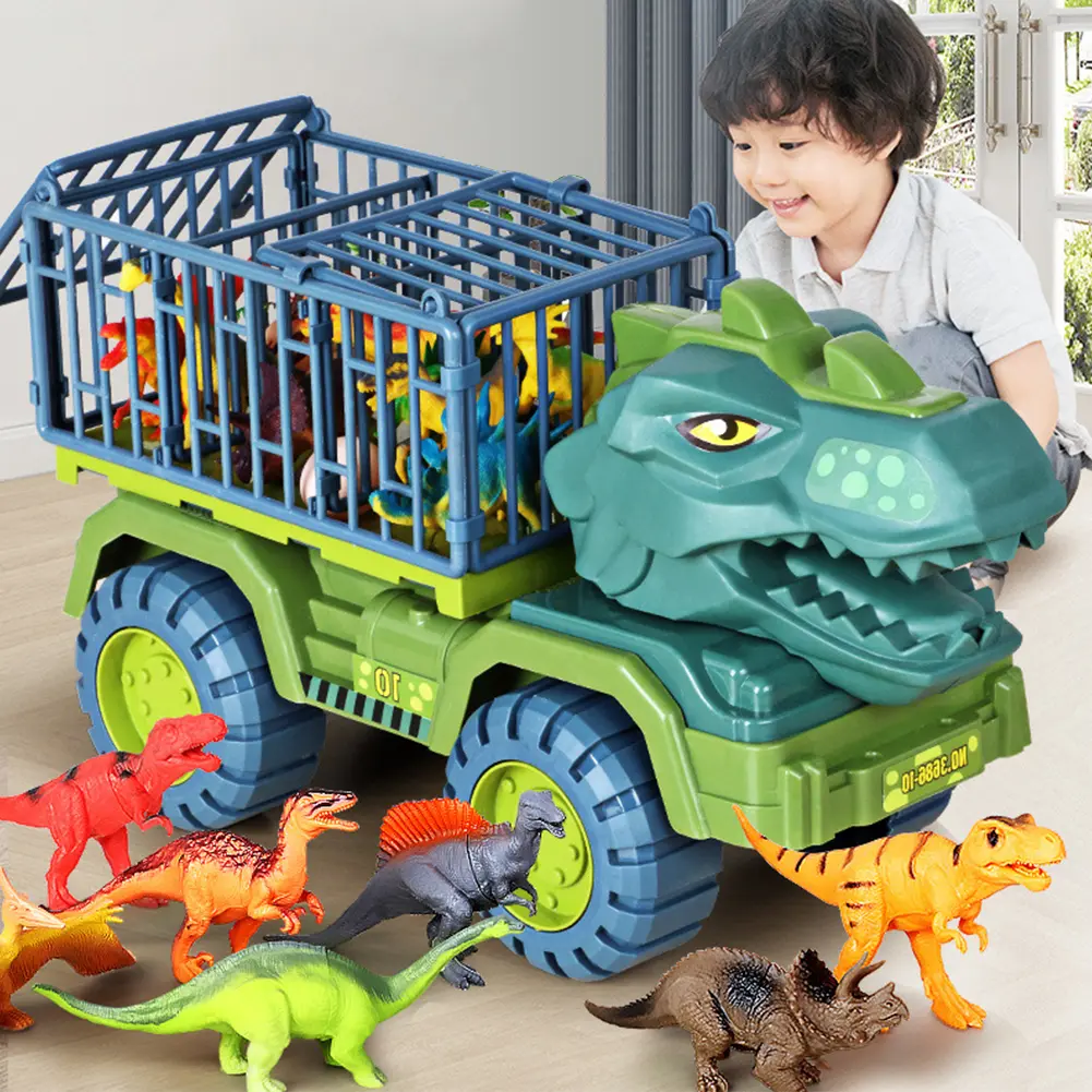 Children Dinosaur Engineering Car Toys Kids Large Size Transport Excavator Vehicles Carrier Truck Toy Pull Back Vehicle Gifts #437330