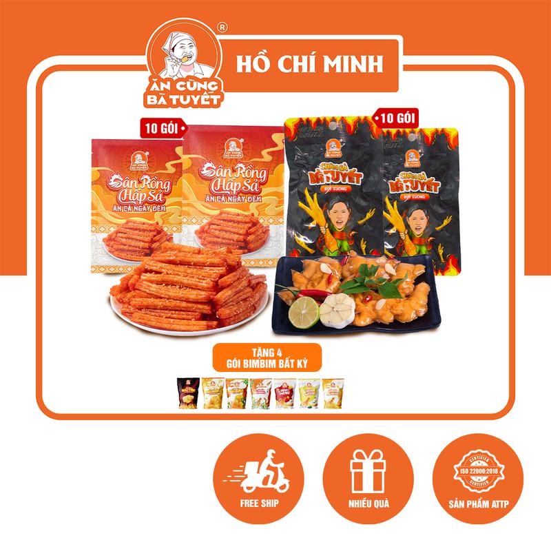 Combo THẦN RỪNG gồm 10 gói gân rồng +10 chân gà rút xương -ĂN CÙNG BÀ TUYẾT