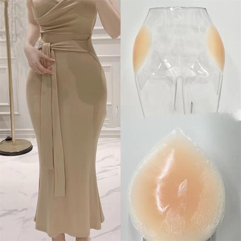 Miếng đệm chiều rộng hông giả, Nhẹ, có thể tháo rời, tự nhiên và liền mạch, mô phỏng hông, chất liệu silicon, miếng dán nâng hông, chân thực, có thể giặt được, bộ tăng cường nâng hông, thích hợp cho đám cưới, 1 cặp 1
