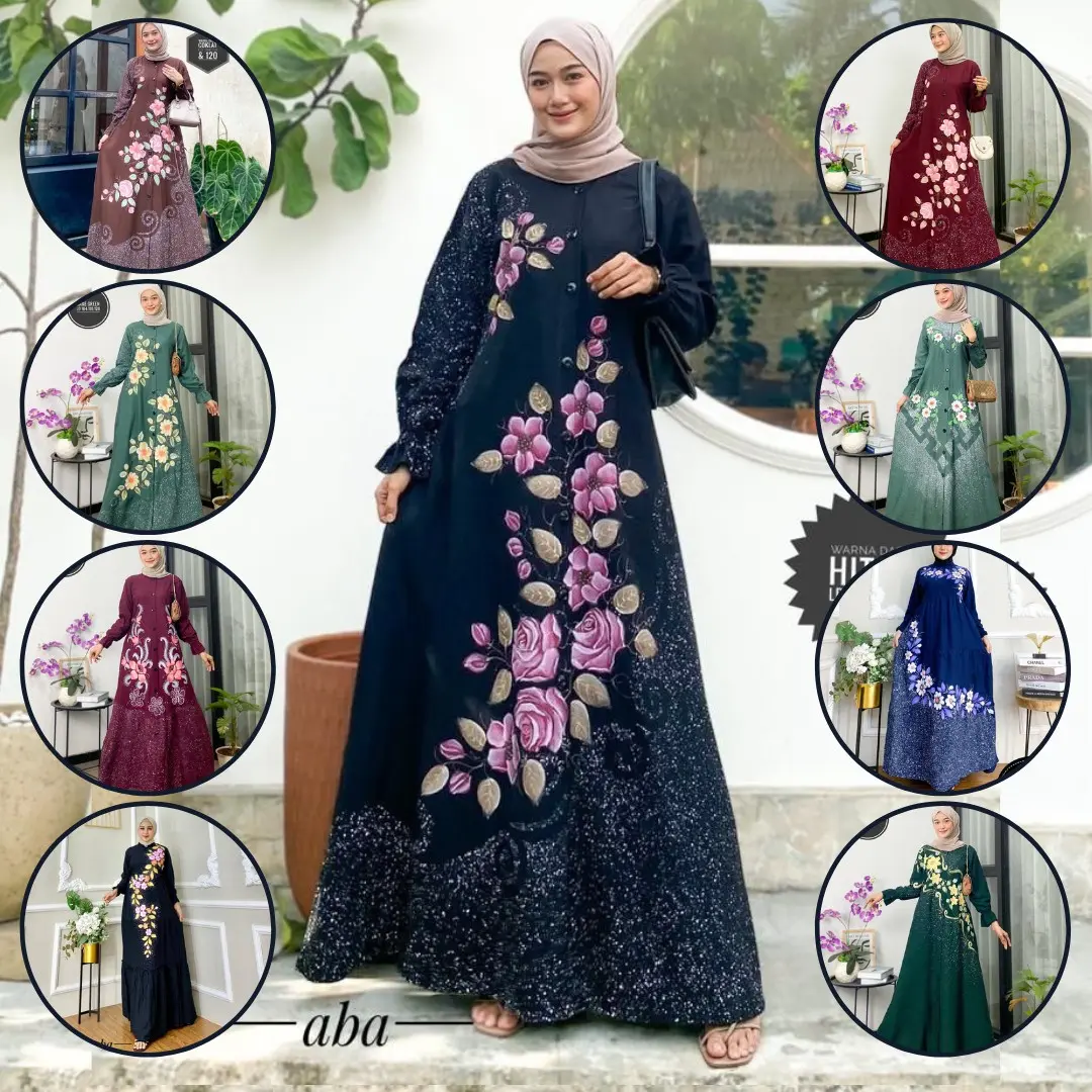 Gamis Lukis Gamis Twil Ori Gamis Kancing Gamis Susun canda Gamis Busui Gamis Abidzar Gamis kekinian Marun Hitam Navy Hijau Botol Army Mustard lembut motif Muslim Panjang Dress Karet Samping Wanita