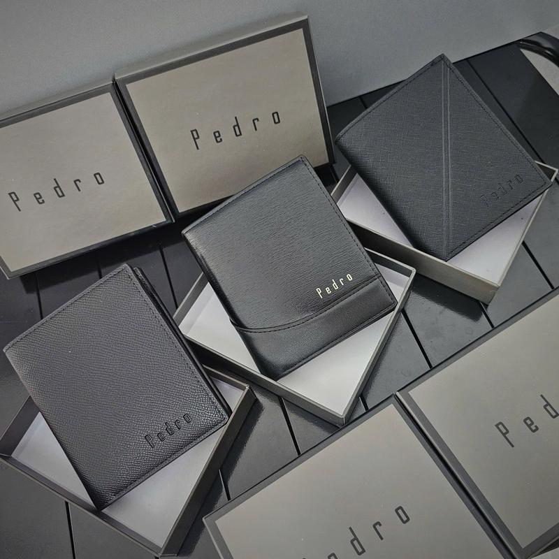 Fullbox+Túi giấy Ví nam pedro dáng đứng cầm tay nhiều ngăn có ngăn khoá kéo Wallet Chữ Nhật