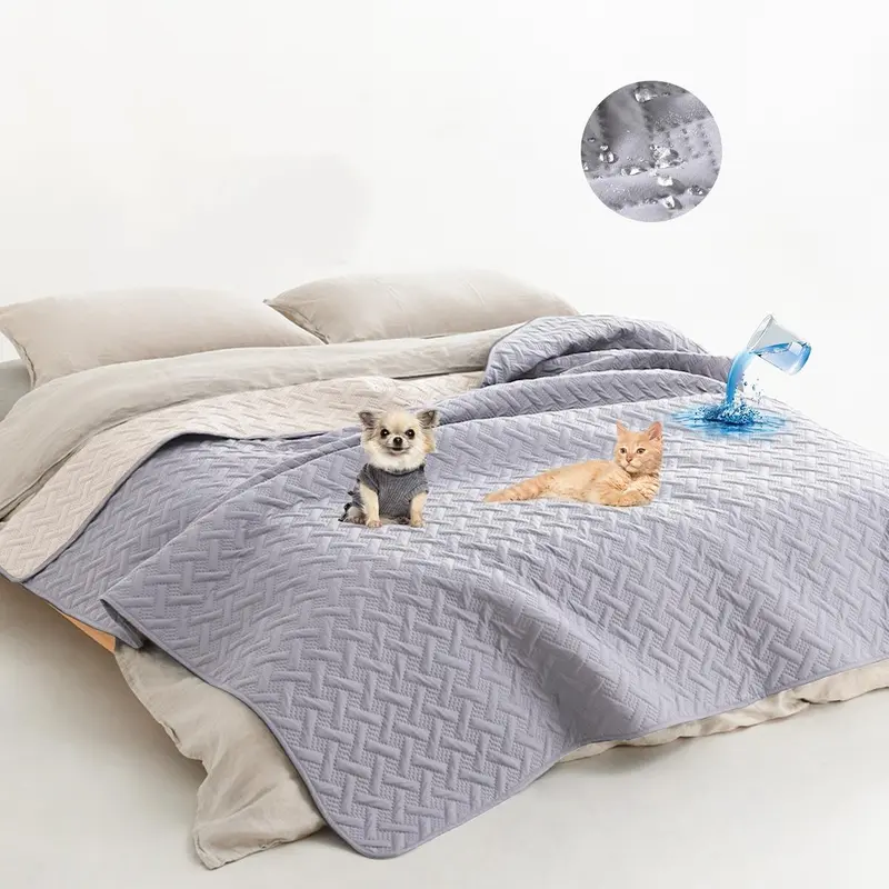 Double-sided Woven Pattern Pet Sofa Blanket, Waterproof Anti-fouling Pet Bed Mat, Home Furniture Couch Cover for Most Cats Dogs 8