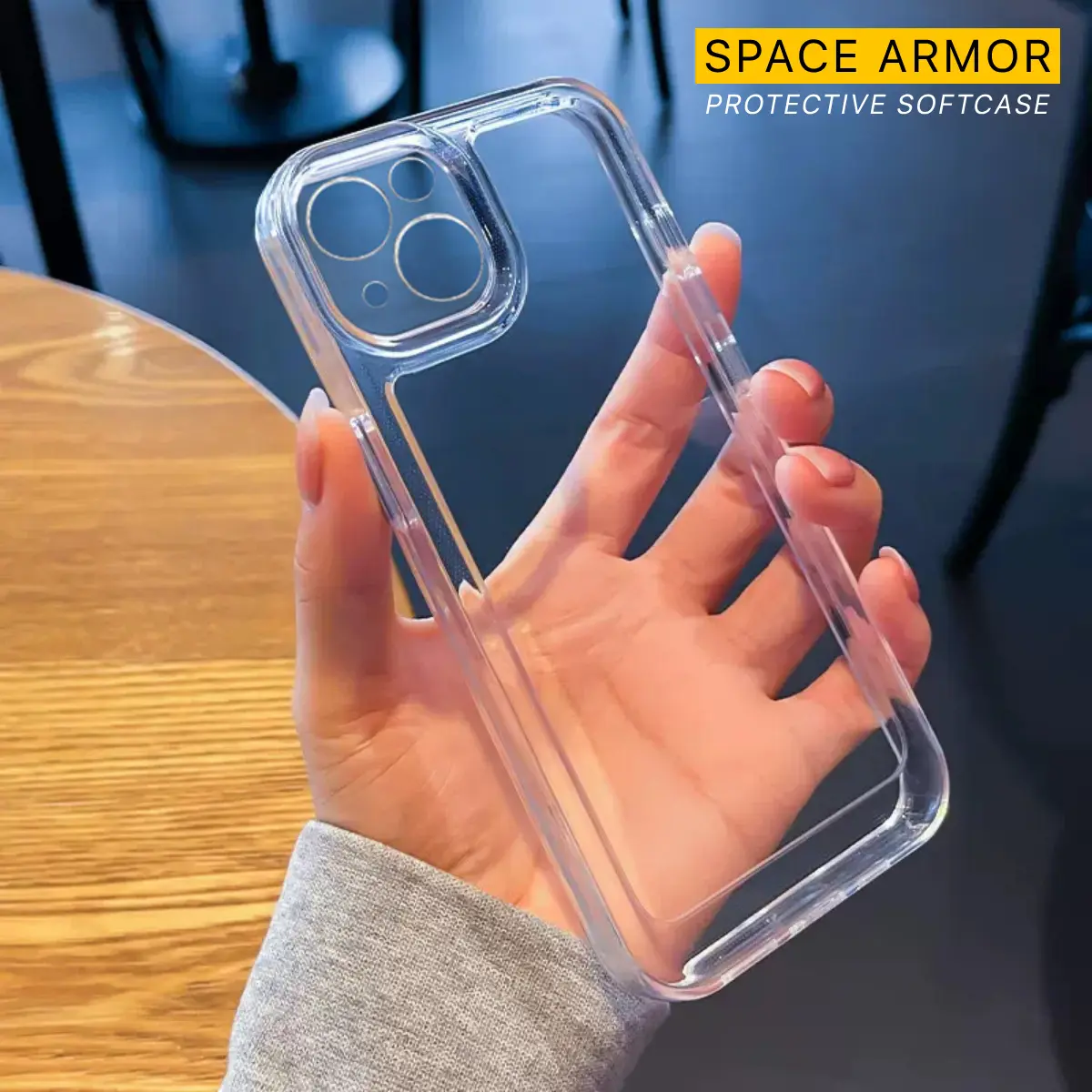 Space Armor Clear Soft Case TPU iPh*ne 11 12 13 14 15 16 PRO MAX X XR XS 7 8 Plus SE 2 3 Casing iP Silikon Bening Transparan Tebal Protection Softcase