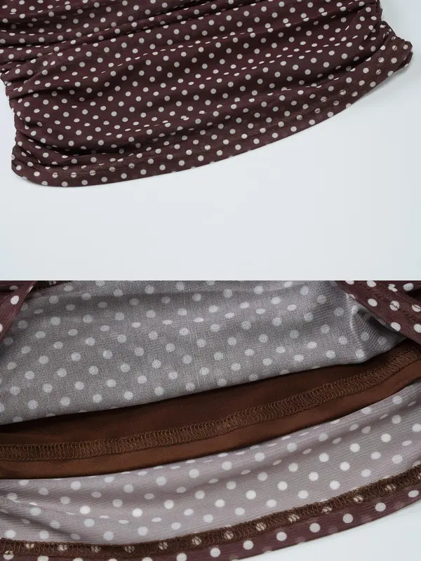 Women's Polka Dot Print Crop Tube Top with Ribbon, Fashion Casual Top for Daily Outdoor Wear, Ladies Clothes for All Seasons 8