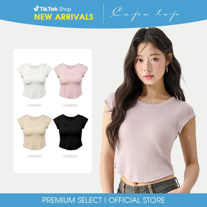 Womens Short Sleeve Shirts Basic Going Out sexy casual Tops Slim Fit Crop Tops 2025 Clothes tank  tops bandeau  tops