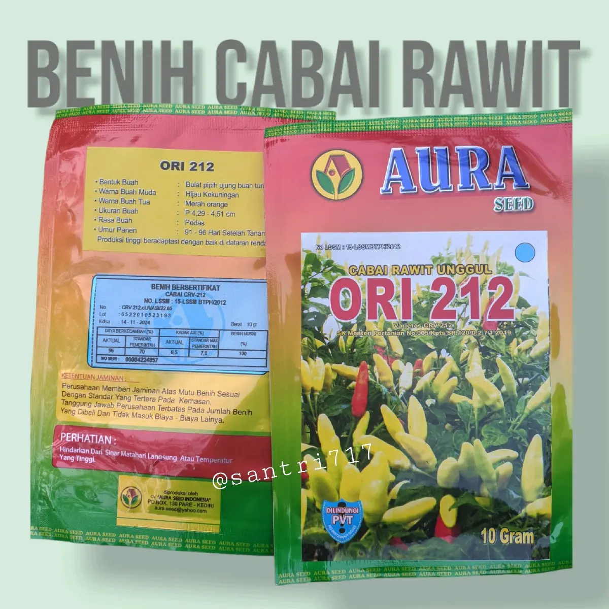 10gr Biji - Benih Cabai rawit Merah unggul cabe ORI 212 cabe setan