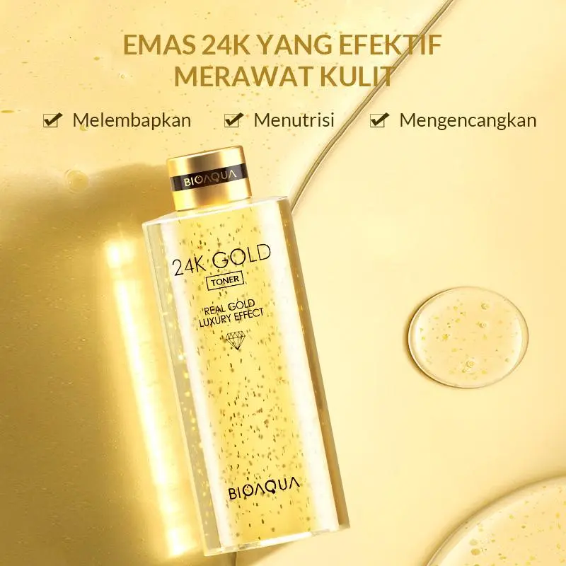 【24K Series】【BPOM】Bioaqua 24K Gold Skin Care Facial Cleanser 200ml / Toner 300ml / Serum 50ml / Cream 50g / Lip Mask 60g 4