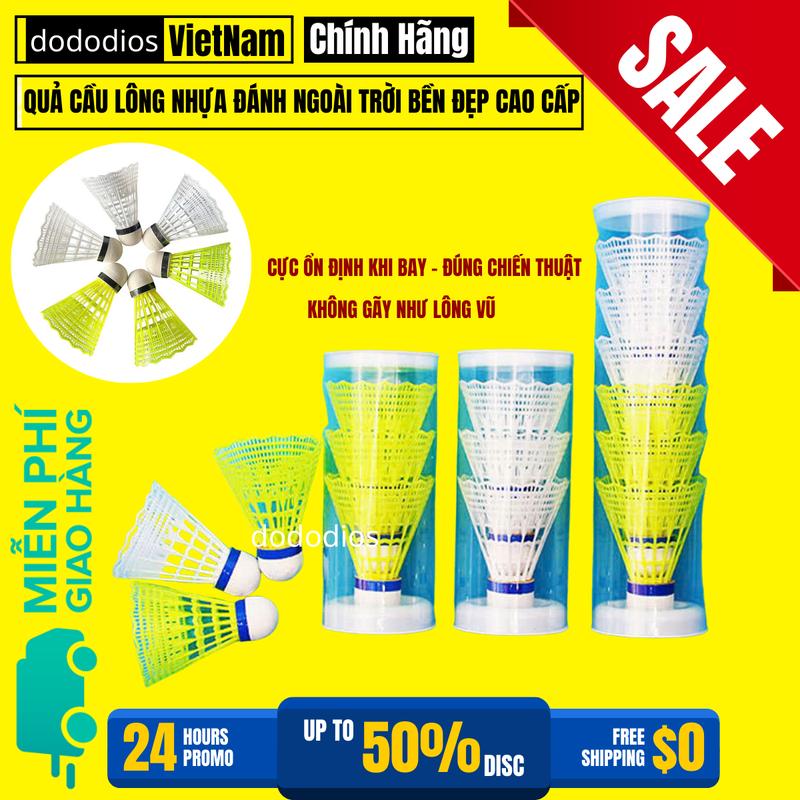 Combo 3 - 6 Quả Cầu Lông Nhựa Tập Luyện Đánh Trong Nhà Và Ngoài Trời Bền Và Ổn Định Chính Hãng Dododios Nam Cán Vợt
