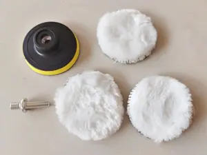 SET 5pcs backing pad velcro 3" wool poles 3inch baut konektor Bor M10