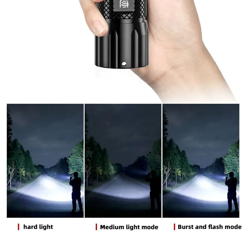 Đèn Pin Led Lấy Nét Sáng Mạnh Mẽ, Đèn Pin Sạc Lại USB Di Động Cho Gia Đình Và Ngoài Trời, Có Thể Thu Phóng, Không Thấm Nước, P-Ong B-ank 2