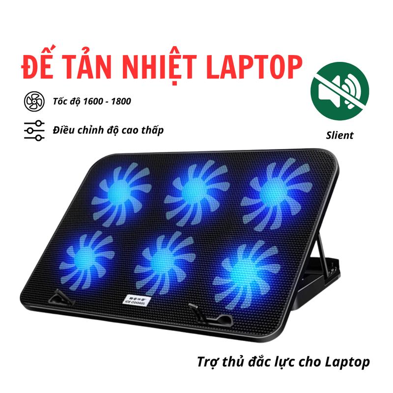 Quạt Tản Nhiệt Laptop, Đế Tản Nhiệt Laptop Cho Máy Tính 14 inch Đến 17 inch Quạt Mạnh Êm Có Nhiều Loại 2 Quạt Đến 6 Quạt