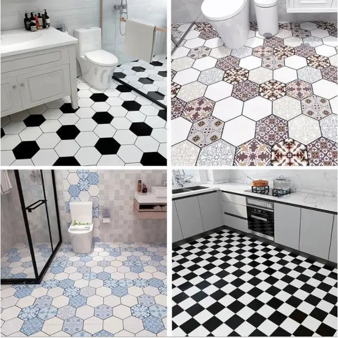 Miếng Dán Sàn Chống Thấm Nước Tự Dính Giả Thảm Giấy Dán Tường DIY Phòng Tắm Phòng Ngủ Văn Phòng Nhà Bếp Ngói 1