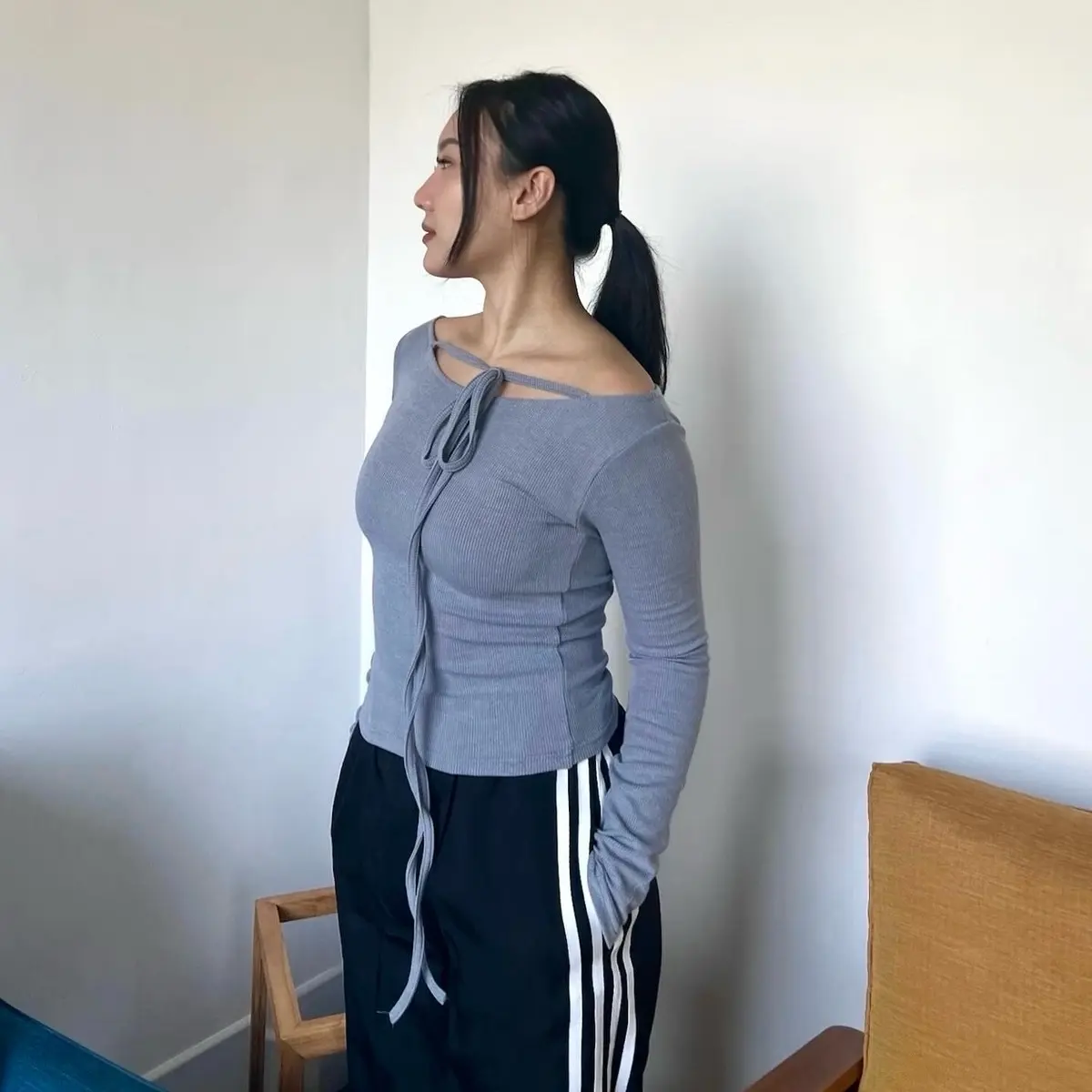 PETTLE - Faye Top | Rib Knit Longsleeve Top