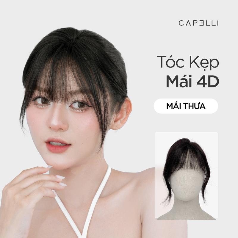Tóc Kẹp Mái Thưa 4D CAPELLI Premium Dệt Lưới Siêu Da Đầu Sợi Tóc Thật