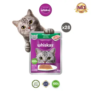 Whiskas Makanan Kucing Basah Pouch Senior 80 gr rasa Tuna - Isi 28 whiskas  indonesia