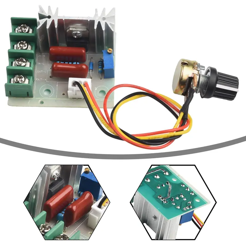 Bộ điều khiển tốc độ động cơ, 220V, 2000W, Bộ điều chỉnh điện áp SCR, Bộ điều nhiệt, với chức năng Bộ điều chỉnh độ sáng 0