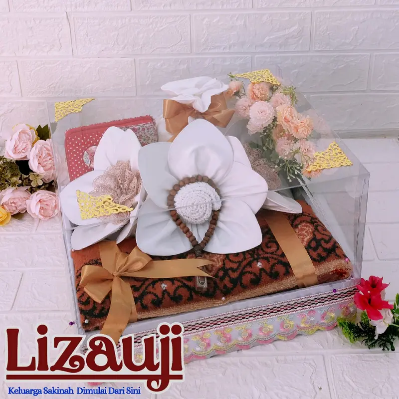mahar pernikahan/Mahar nikah seperangkat alat sholat bunga tiga satin/mahar mukena satin/hantaran/seserahan Mukena 4