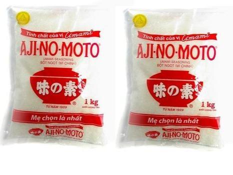 2 gói bột ngọt Ajinomoto hạt to, mỗi gói 1kg