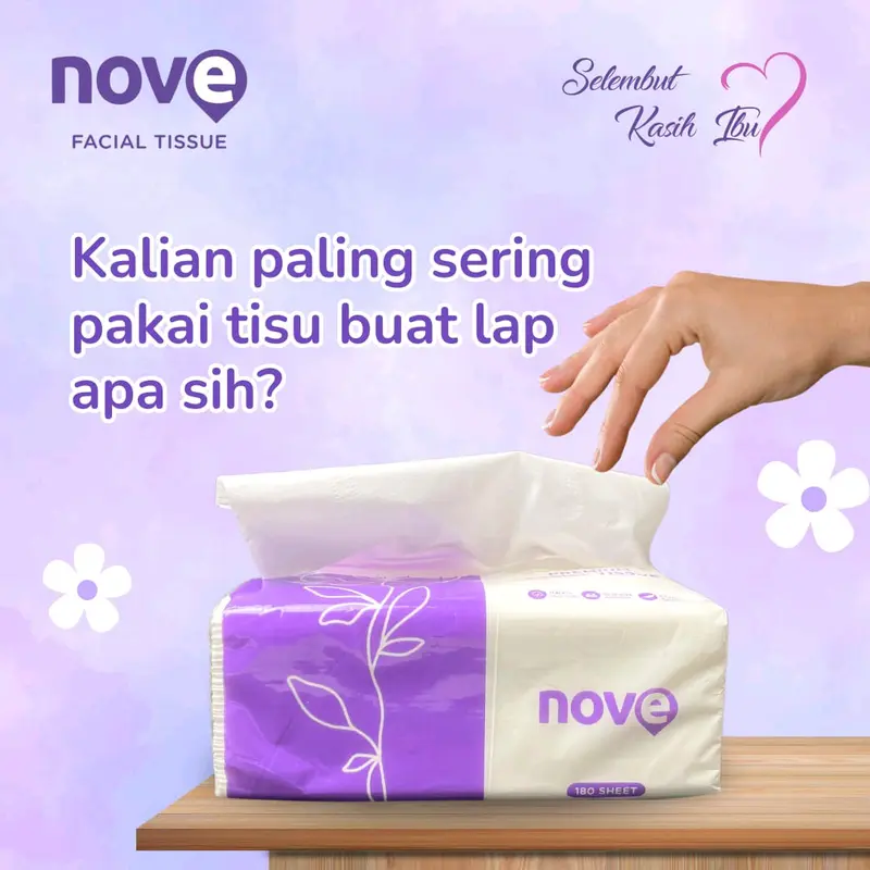 (Paket 10 pcs) NOVE Facial Tissue 180 sheet 2 ply Tisu Wajah Halus Lembut Promo Murah Gratis Ongkir Bisa COD Warna Putih Bersih 5