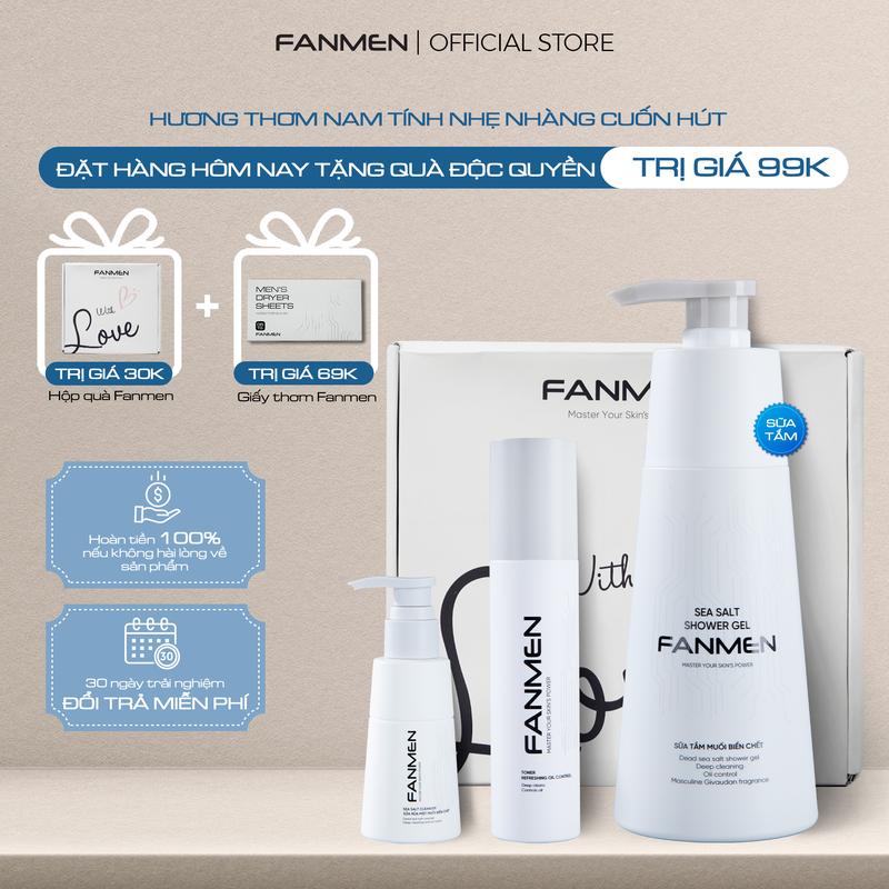 [ GMV - COMBO LỊCH LÃM ] Sữa Rửa Mặt Muối Biển Chết 100ml, Sữa Tắm Hương Thơm Blue Sea Nam Tính 350ml và Toner AHA BHA 150ml Làm Sạch Sâu, Dưỡng Ẩm Cho Nam | Tặng Hộp Đựng WLv Kèm Quà 0Đ
