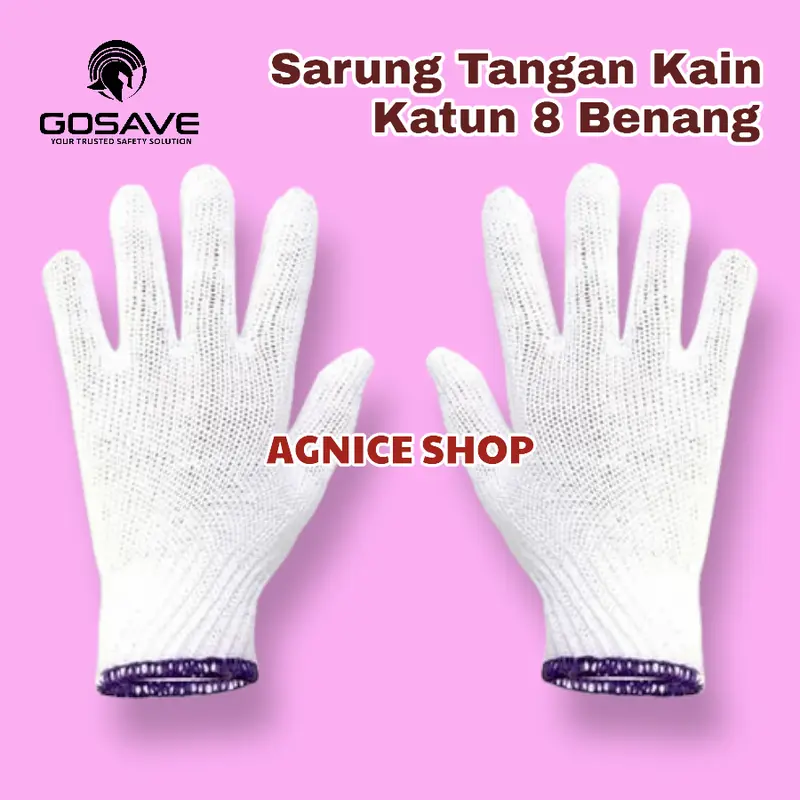 Per Lusin Sarung Tangan Kain Katun 8 Benang Gosav Rajut Kualitas Super 0