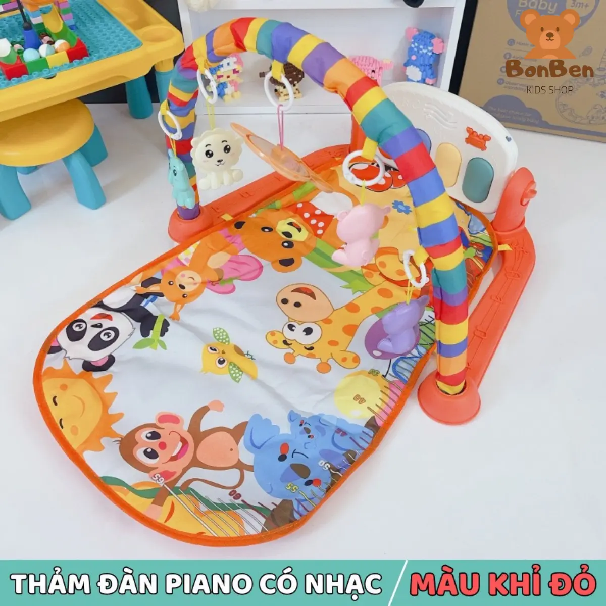 [ Tặng Pin ] Thảm Nhạc 9BABY Piano Nằm Chơi Nhạc Hình Thú Ngộ Nghĩnh Cho Bé Đồ Chơi