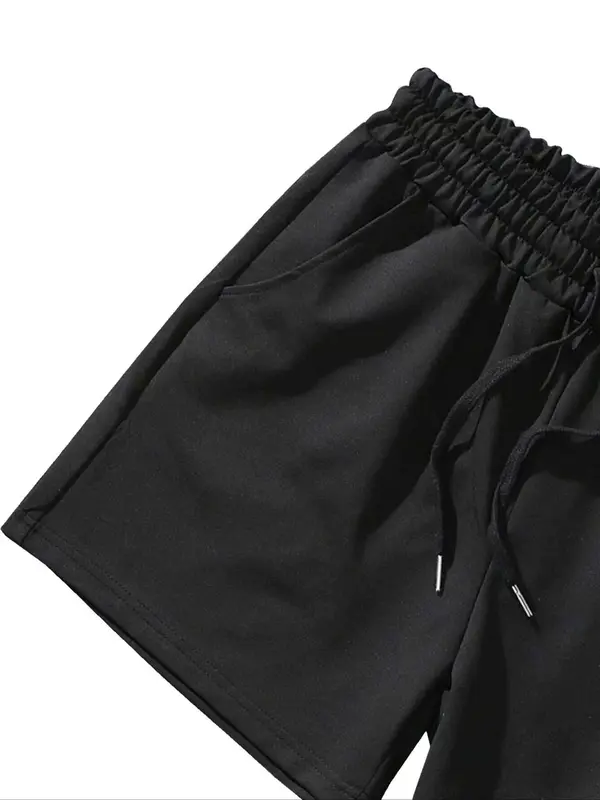 Women's Solid Drawstring Waist Shorts, Casual Comfy Breathable Straight Leg Shorts for Summer, Ladies Bottoms for Daily Wear 4