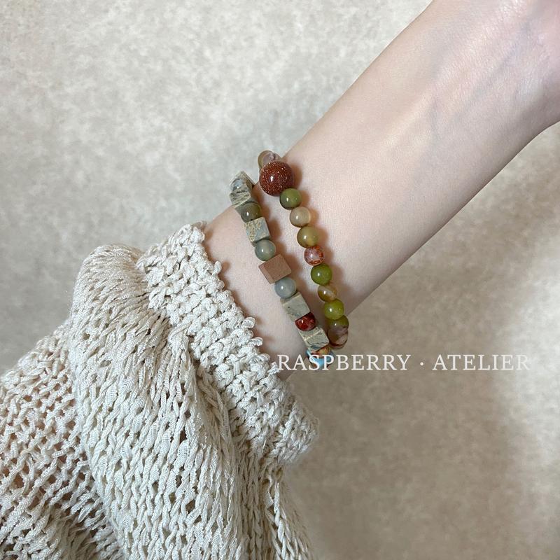 Product Introduction of Peach Bamboo New Chinese White Beaded Bracelet Natural Stone Twin Artistic National Style Niche Retro Bracelet 7