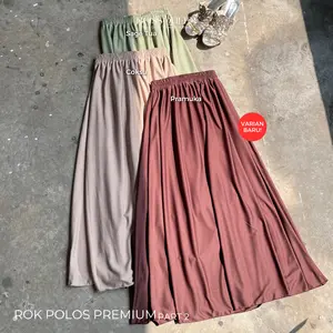 ROK POLOS PREMIUM PART 2 HYGET GRADE A Karet Panjang Wanita Serut Casual Midi
