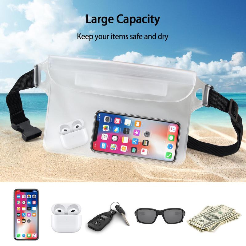 Waterproof Surfing Waist Bag, Adjustable Strap Clear Phone Bag, Fanny Pack for Swimming, Rafting, Kayaking, Camping 3