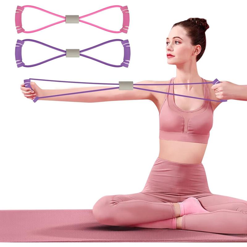 TikTok Shop Figure 8 Resistance Bands Yoga Resistance Band Stretch Fitness Band Pull Rope Chest Arm and Shoulder Stretch Bands Exercise Equipment for Home Workout Physical Therapy Strength Training
