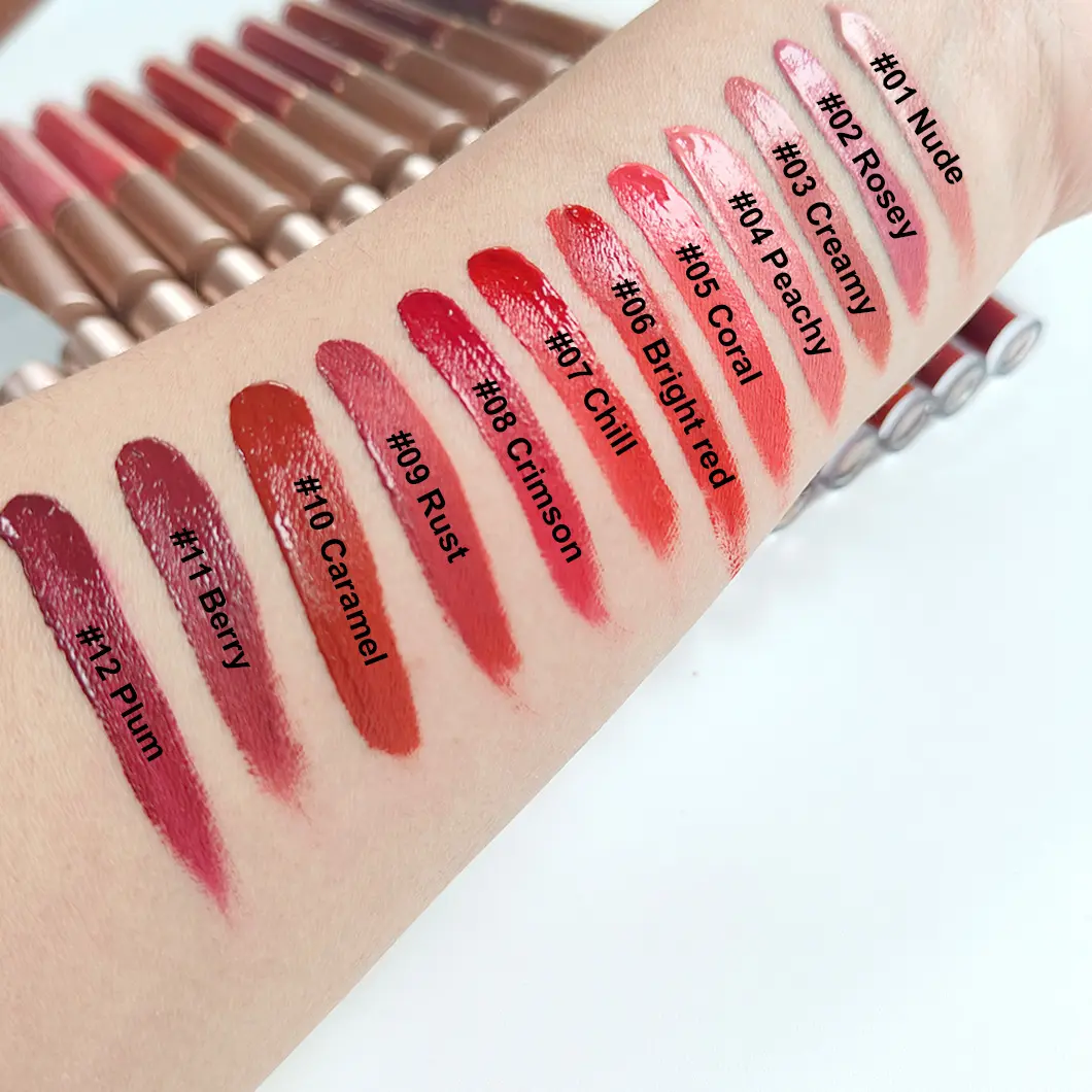 2025 New Cross-Border 12 Colors Single Lip Gloss Nude Pink Dark Non-Stick Cup Matte Lipstick Lip Glaze Non-Fading Lip Gloss