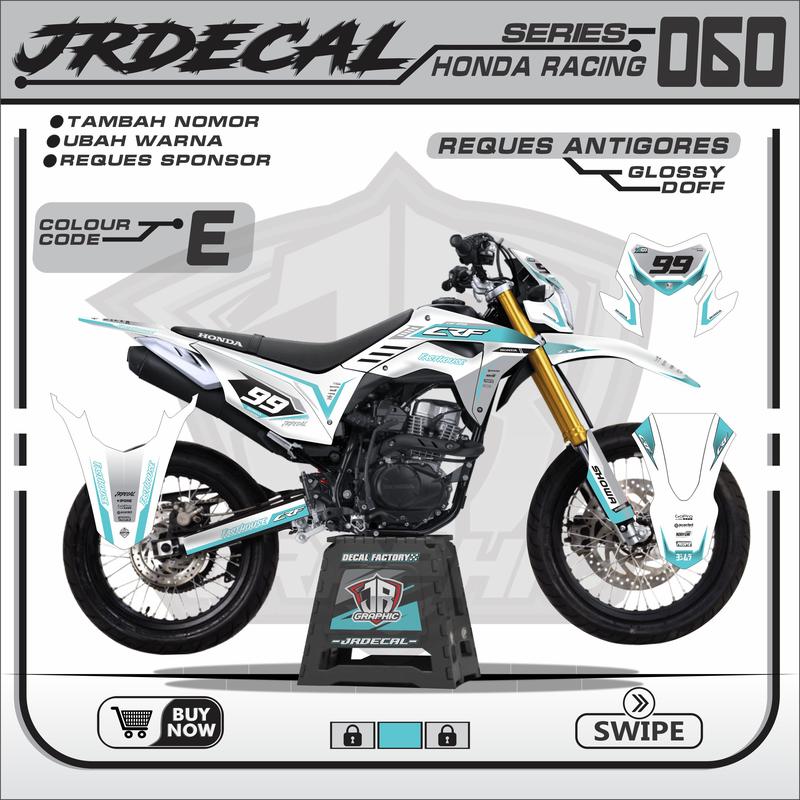 DECAL HONDA CRF 150L PUTIH SUPERMOTO FULL BODY KEREN MINIMALIS SIMPLE MURAH TERBARU VIRAL- CRF GANK PUTIH 060 Motor 5