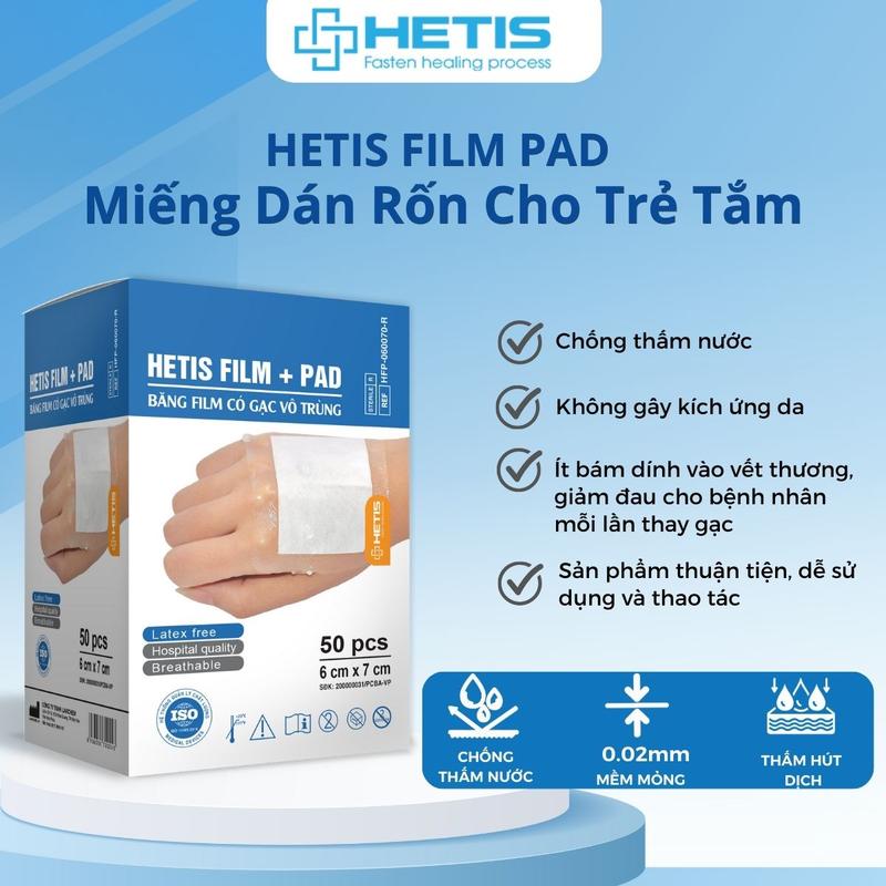 10 Miếng Dán Chống Thấm Nước  HETIS FILM PAD Giúp Bảo Vệ Vết Thương, Dán Rốn Cho Trẻ Tắm