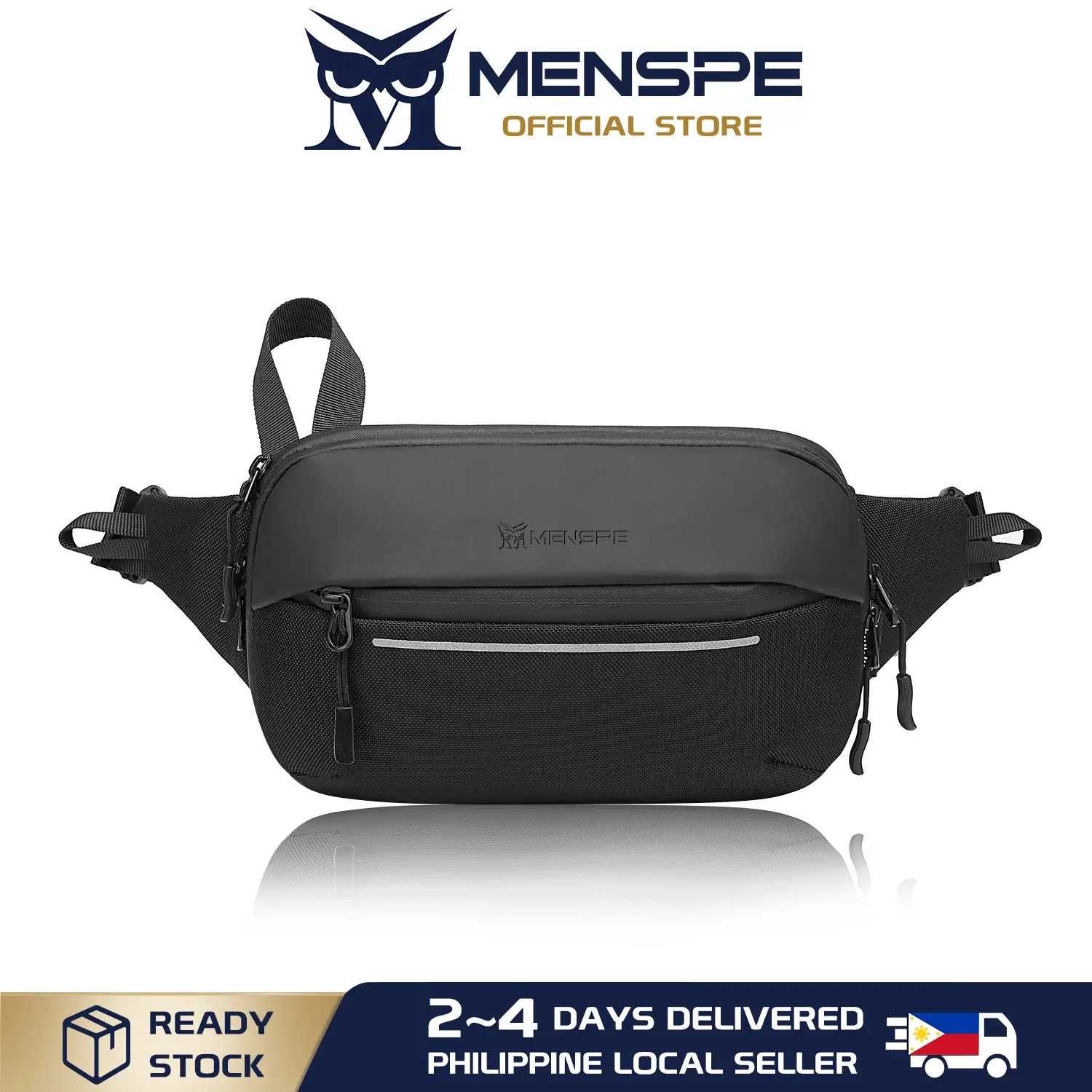 MENSPE Belt Bags for Men Waterproof Chest Bags Sling Bag for Motorcycle rider Casual Fanny Waist Packs Message Bag Travel Belt Bag Water Resistant Shoulder Pouch For Money Phone Mini Pad Shoulder Black Bag