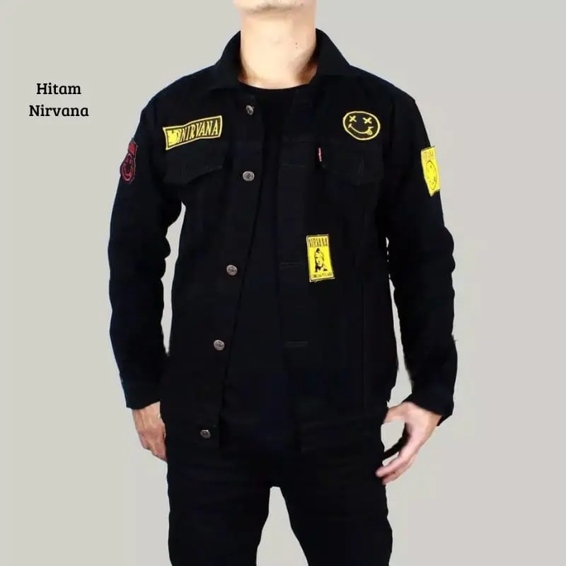 DABEDA ORIGINAL BRAND Jaket jeans bordel pria best seller jaket jeans bordir emblem Kancing Denim Tebal 3