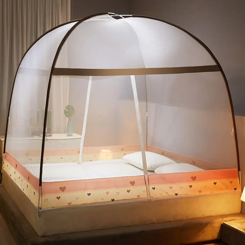 Installation-Free Household Yurt Mosquito Net 1.8 M 1.5M Foldable Thickened Dome Full Shading Tent