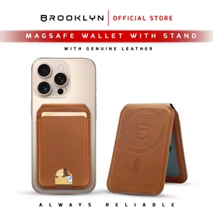 Brooklyn Leather MagSafe Wallet RFID Anti Theft With Stand / Non Stand
