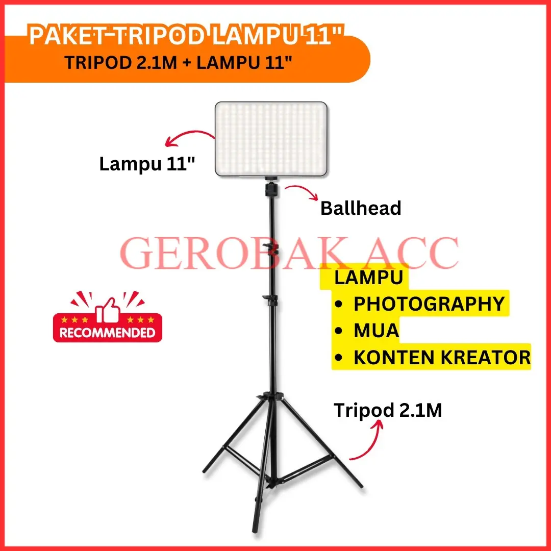[Paket] Lampu Fotografi Led MM 240 + Tripod 2,1 Meter / Lampu Foto Studio / Photoshoot Mua / Background Lighting / Stand Tripod 2 Meter Camera Light Led / Paket Make Up Light white