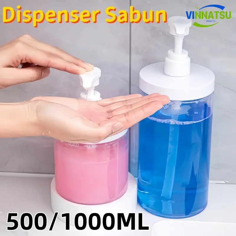 Vinnatsu500/1000ML Botol Pompa Tekan Botol Sabun Detergen Botol Pompa Cairan Refill Botol Pumping Serbaguna