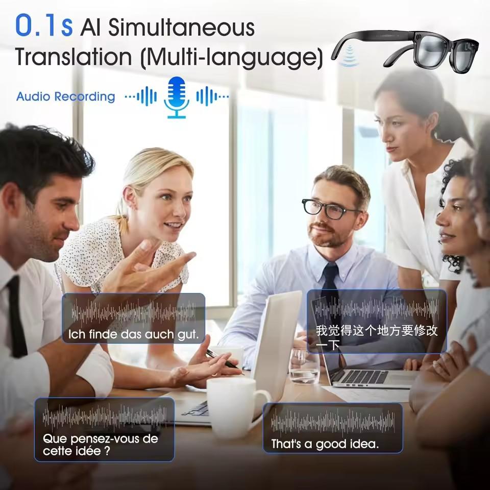 New4K Ultra HD AI Glasses Men Chat IP65 Waterproof Voice Assistant AI Transmission 800W Camera Bluetooth Call Smart Glasses 2025 - Image 4