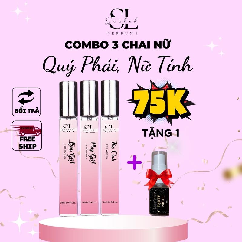Mua 1 được 4 - Combo 3 chai nước hoa nữ 10ml - Lịch thiệp Nữ tính Quý phái Kèm quà tặng Seelab Perfume Women Cosmetic Xịt Thơm