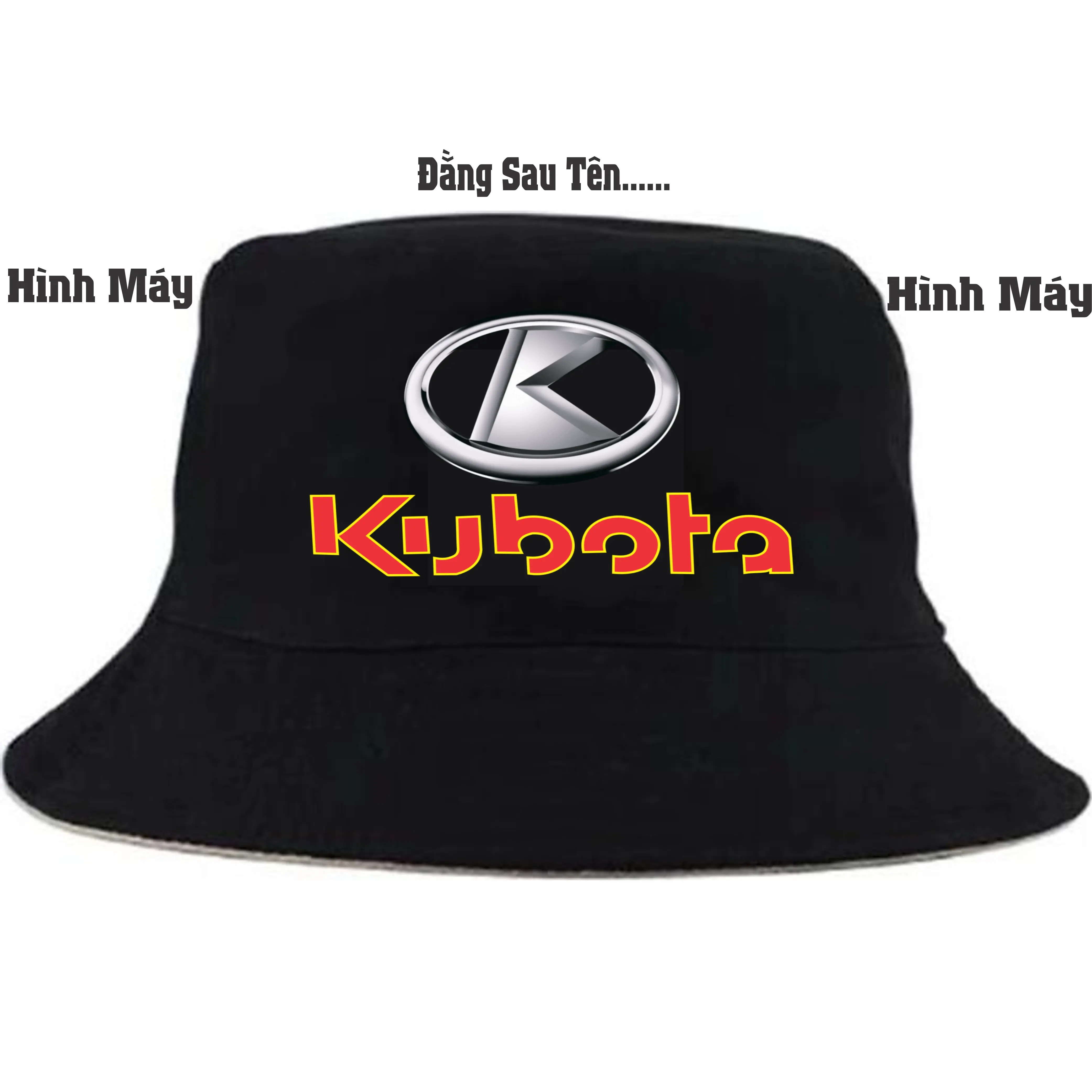 Mũ bucket hai mặt , nón kết kubota , nón kết yanma in theo yêu cầu