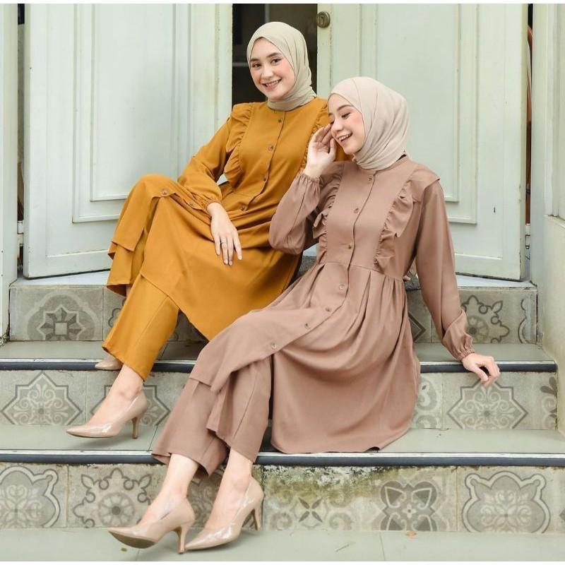 Product Introduction of Humaira Set || Busui Friendly || Setelan Busui || Setelan Wanita || Setelan Viral Celana Kancing Karet Melar Muslim Panjang Tunik Kulot Shakila 0