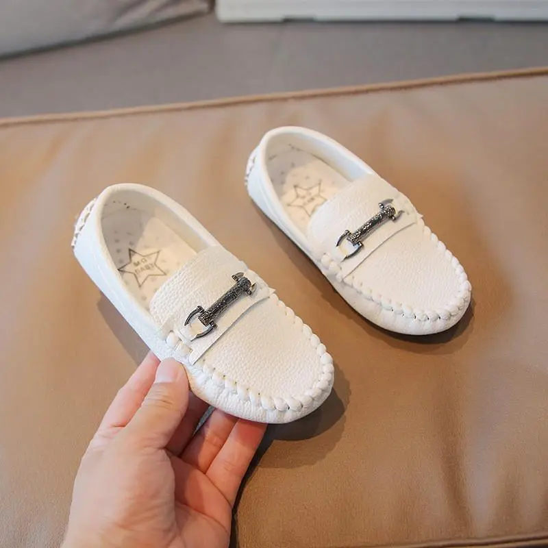 2024 Spring New Children's Small Leather Shoes for Boys Fashion Kids Soft Sole Breathable Wedding Uniform Flats