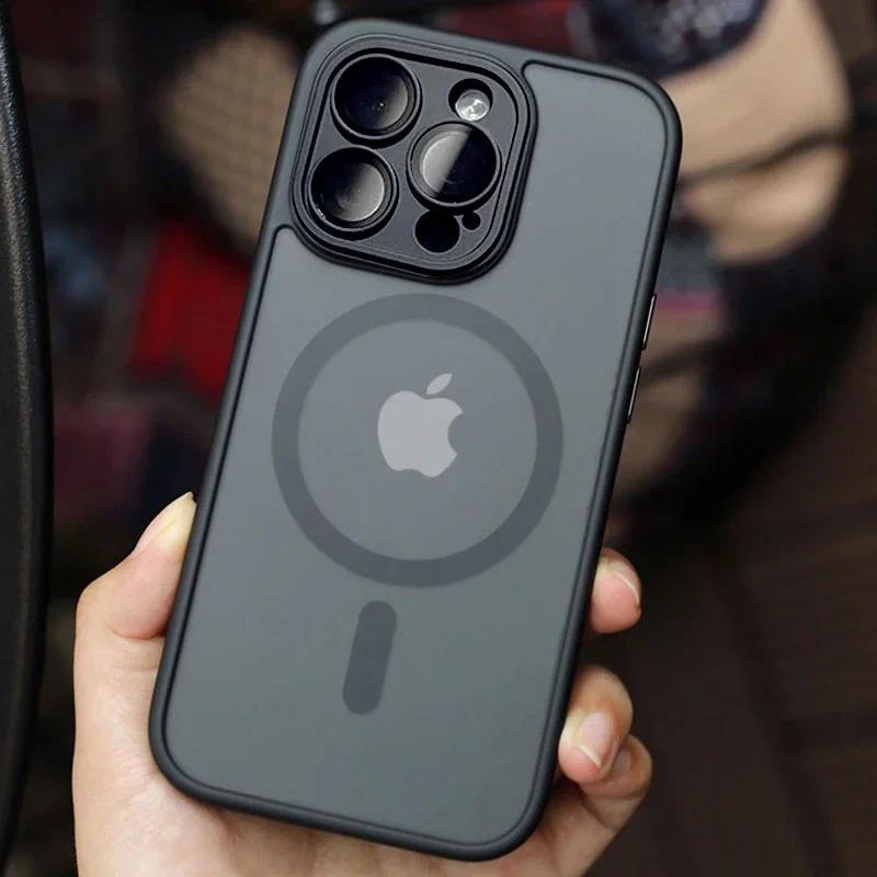 Product Introduction of Magnetic Luxury Matte Translucent Armor Shockproof Case For iPhone 15 14 13 12 11 16 Pro Max Plus Magsafe Wireless Charge Cover 5