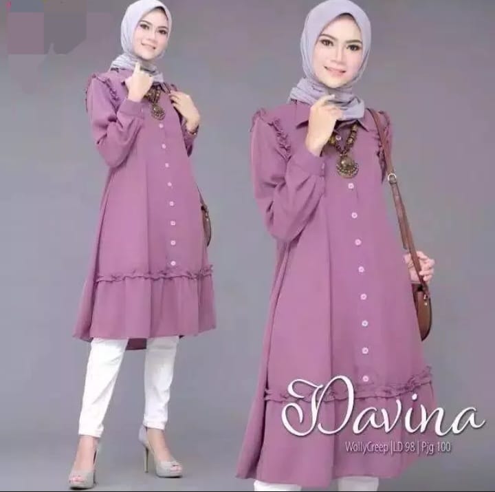 tuniik crinckel viral tiktok pakian wanita terbaru Tunik Kancing Crinkle