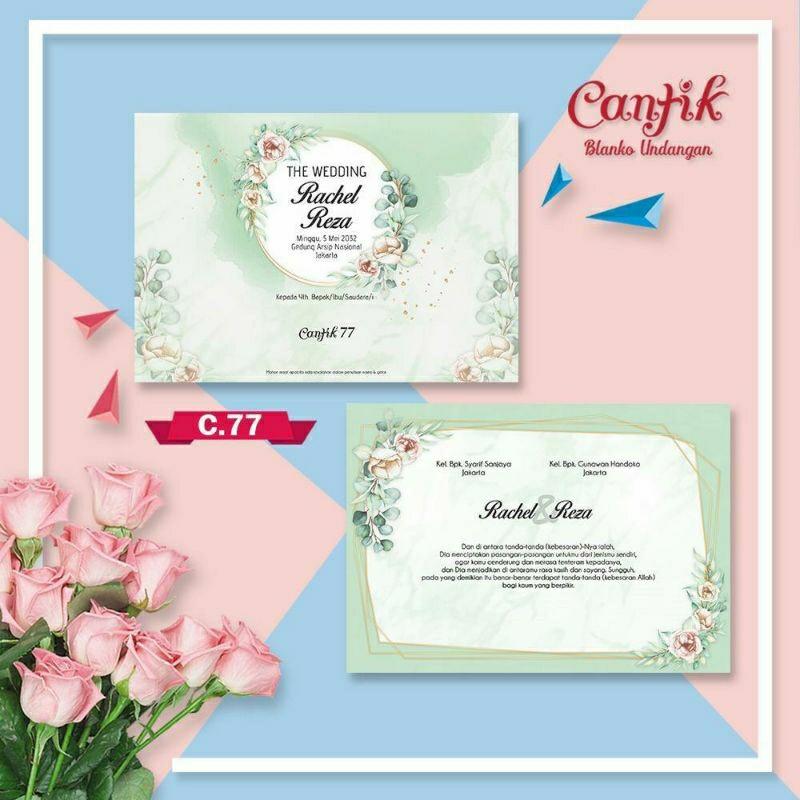 Undangan Pernikahan PROMO Terbatas  CANTIK 77  | Paket Lengk Elegan Modern Paket Lengkap 100 PCS Gratis Label & Plastik - JanjiKita | Default