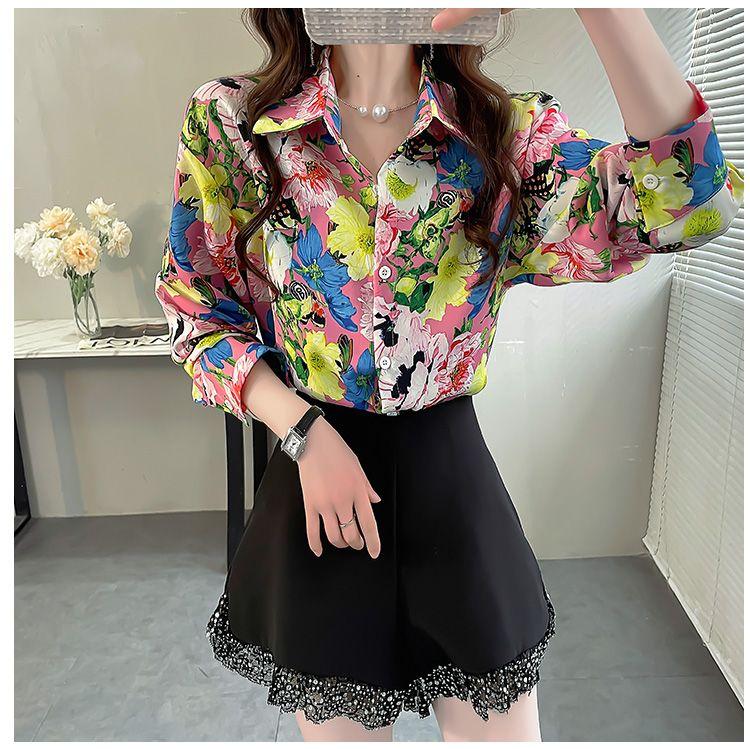Product Introduction of Áo Sơ Mi Hoa Dài Tay Cho Nữ, Phong Cách Mùa Xuân, Sang Trọng Cao Cấp, Trẻ Trung Và Sành Điệu, Áo Voan Cổ bẻ Thanh Lịch 8
