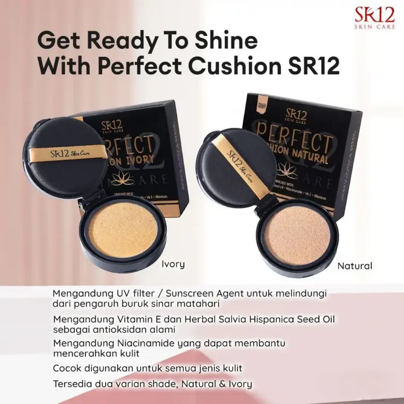 Perfect Cushion SR12 15gram Bedak Cair Make Up Membantu Menutup & Meratakan Warna Kulit Wajah 1